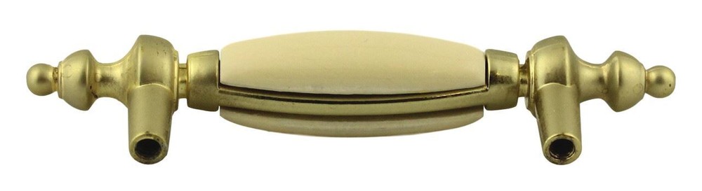3" Ivory Floral Ceramic Pull Polished Brass