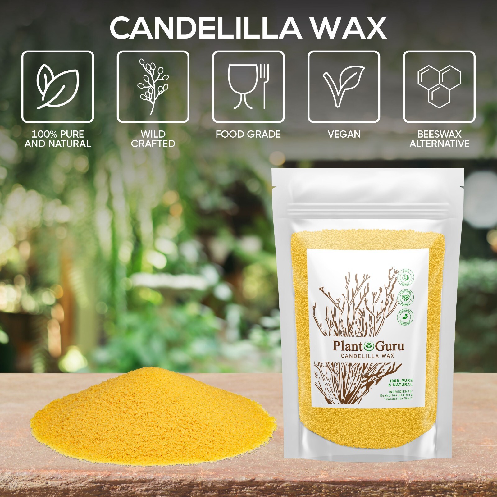 Candelilla Wax Pellets 100% Pure Natual Vegan Wax - Beeswax Substitute