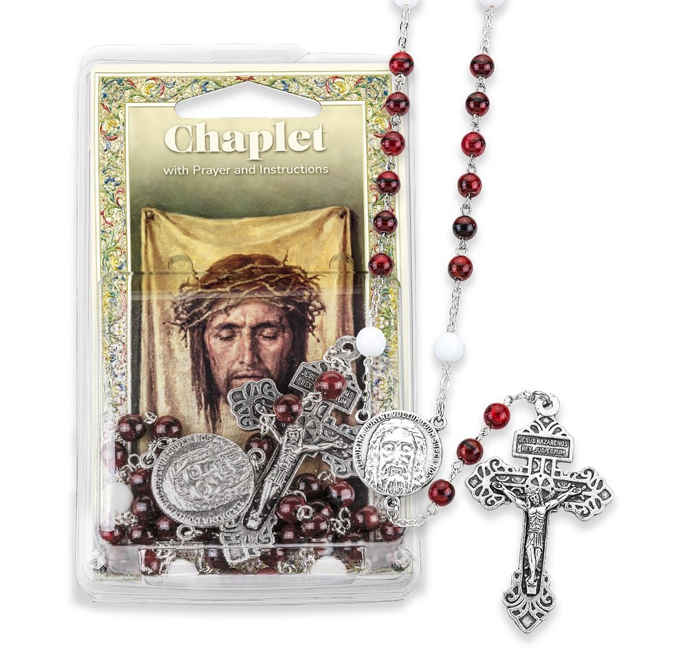 Holy Face of Jesus Chaplet, 20", Pardon Crucifix, Prayers Included