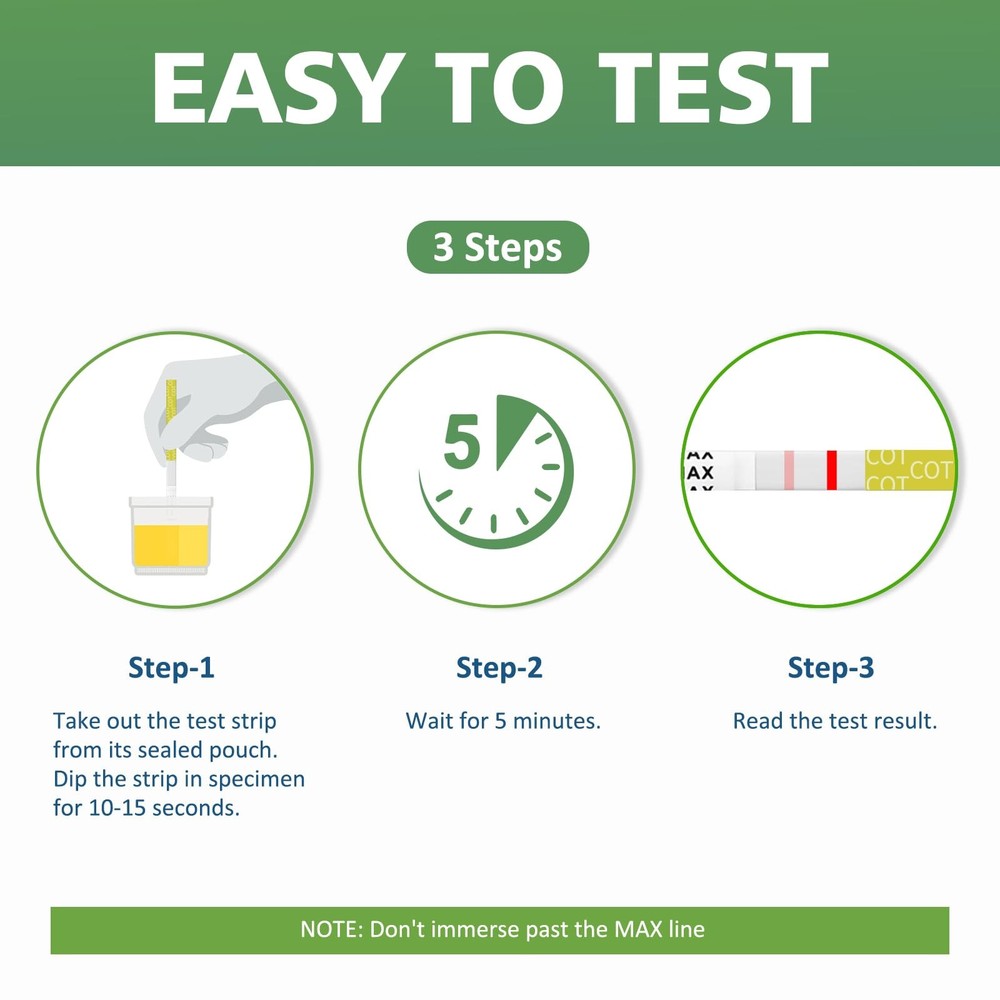 [25 Pack] Carethetic Nicotine Testing Kit at Home - Highly Sensitive Yellow