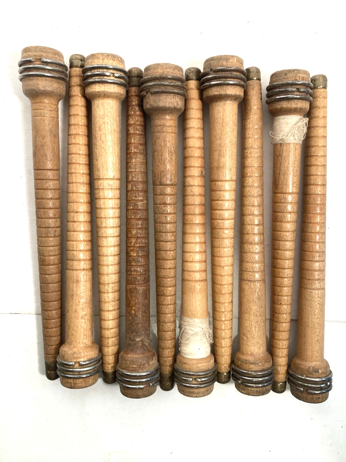 Wood Bobbins Spools Wooden Industrial Style Spindles 8.75" Wooden Quills Lot-10: