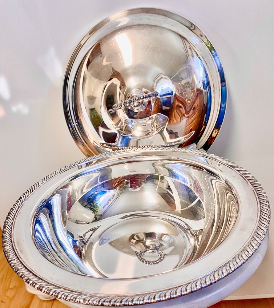 Vintage Silver Plate Lidded Vegetable / Serving Bowl