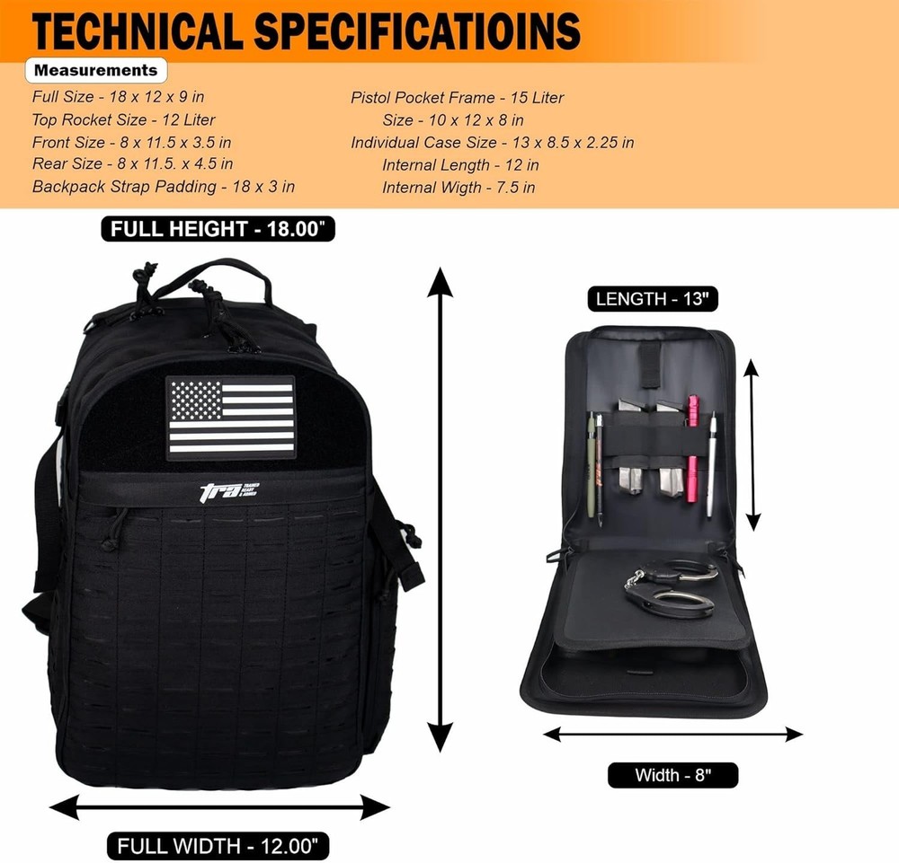 TRA Tactical Range Bag with 3 Pistol Cases - Black