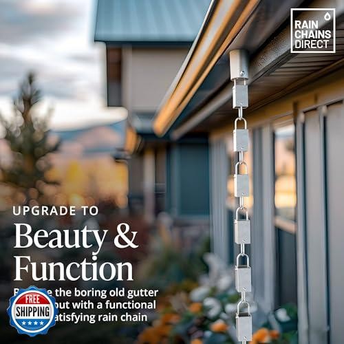 Rain Chains Direct - Square Link Rain Chain - 8.5 FT - Durable Mi