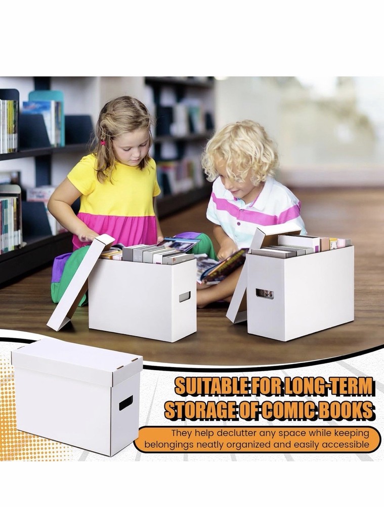 15-Pack White Comic Book Storage Boxes 150-175 Comics Stackable Organizer