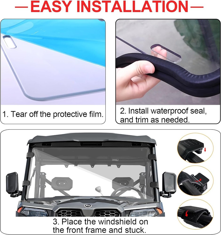 Front Windshield Clear Full Window Windscreen PC For 2021-2026 CFMOTO UForce 600