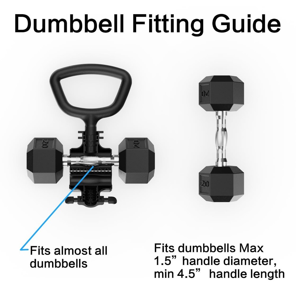 Convert Dumbbells into Kettlebell by – Adjustable Weights & Up to 220LB Capac...