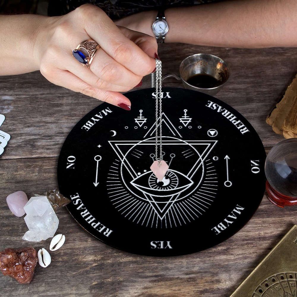 Pendulum Board Set Wooden Dowsing Divination Board Metaphysical Message with