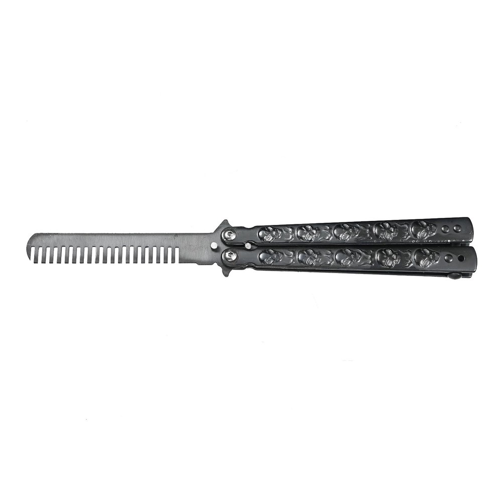 Black Titanium Punk Foldable Combs Stainless Steel Folding Practice Combs Hai...