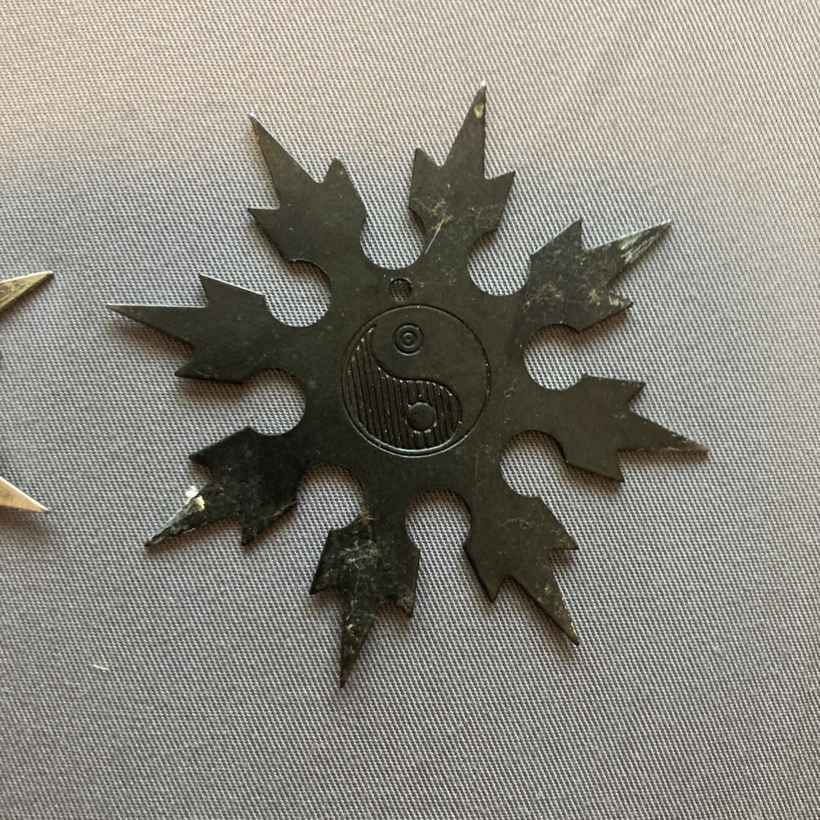 Vintage Ninja Throwing Star Pendant Black or Gold, Metal