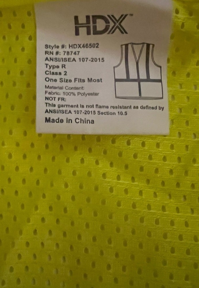 HDX High-Visibility Yellow Reflective Safety Vest, Class 2.