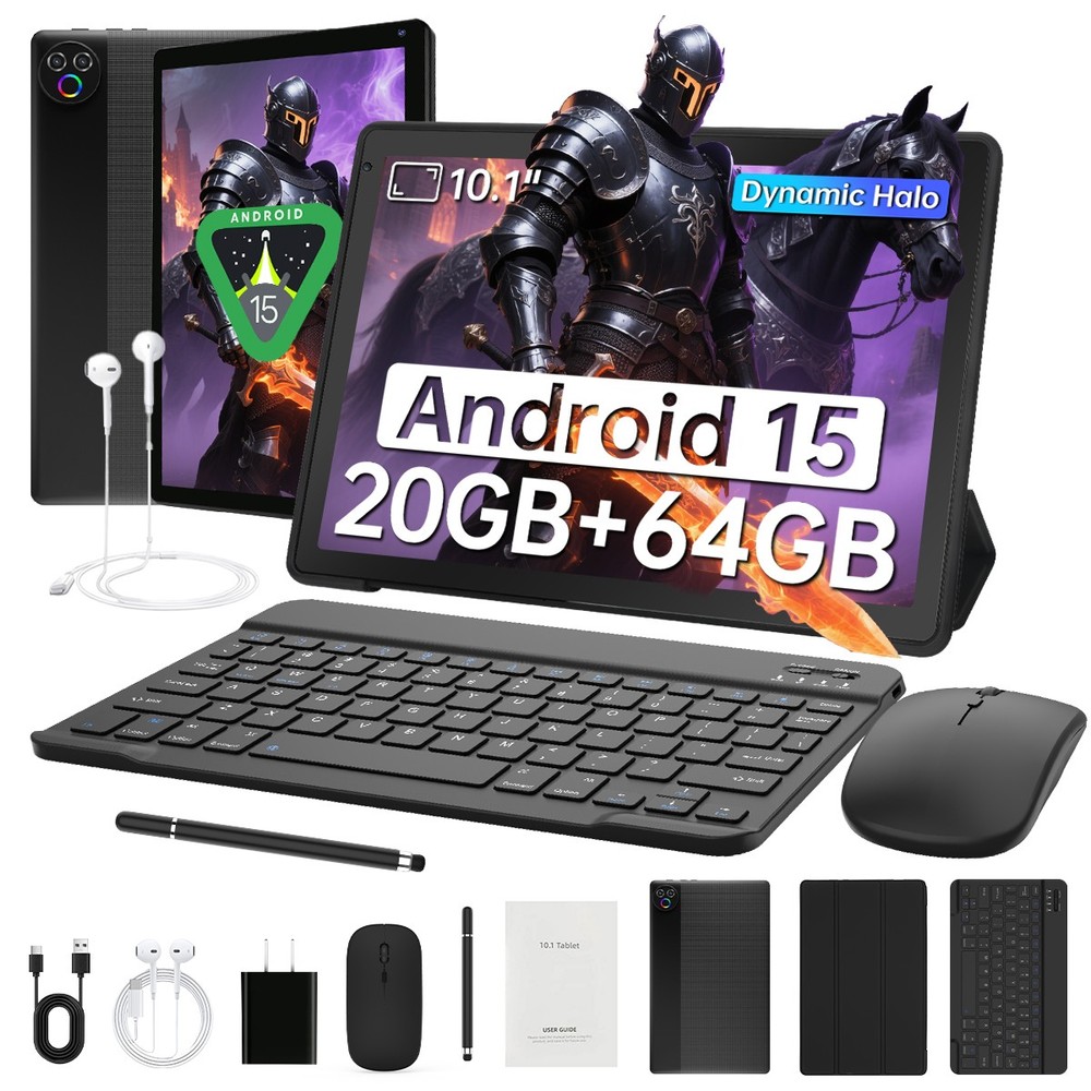 10.1 inch Android 15 Tablets IPS HD Octa-Core 20+64GB Dual Camera Touchscreen