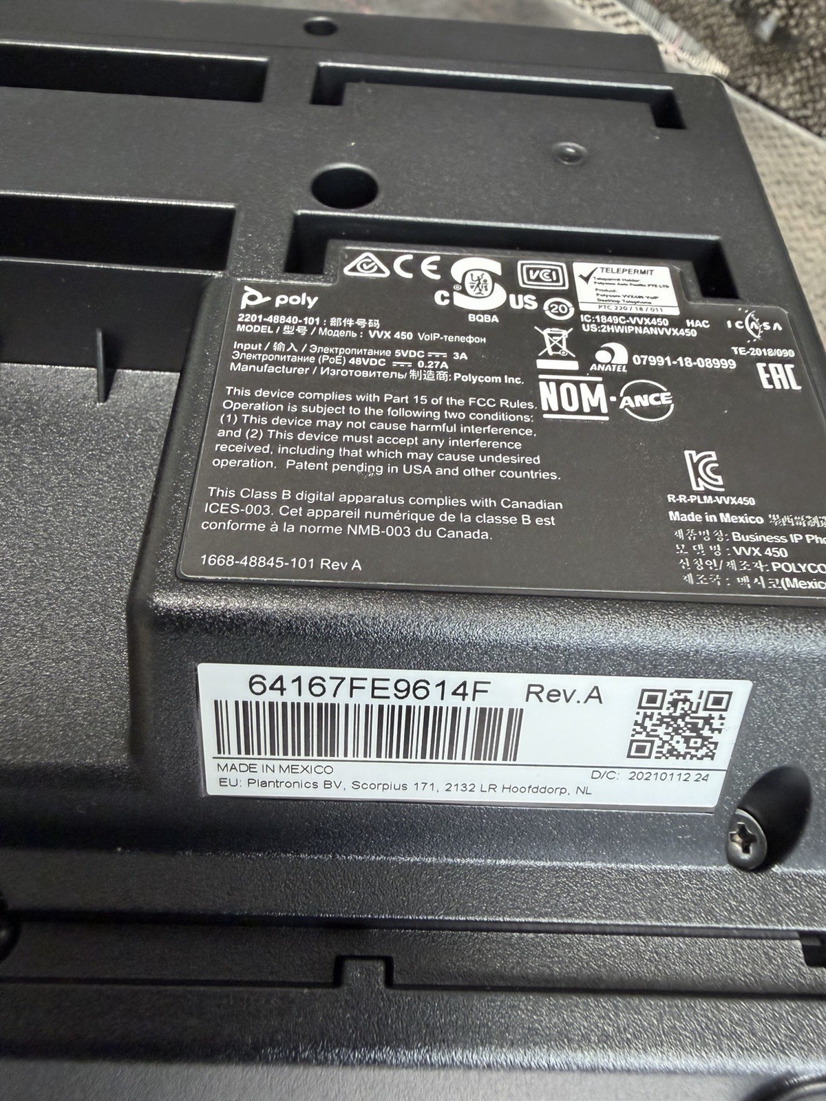 New Polycom VVX 450 w/ PWR Supply - 12-Line IP Phone PoE 2200-48840-001 ShipFast