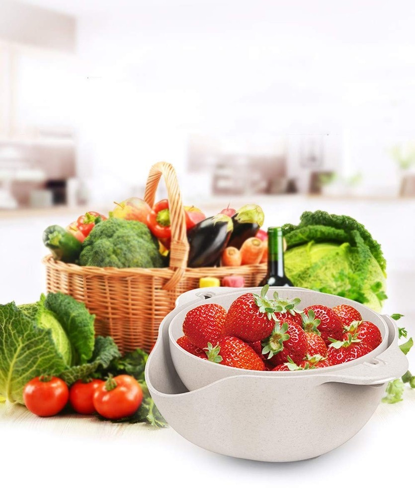 Multifunctional Kitchen Rolling Colander, Double Layer Swivel Drainer 2 in 1 ...