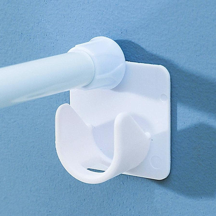 2pcs Solid Shower Curtain Rod Holder, Modern ABS Punch-Free Curtain Rod Rack-NEW