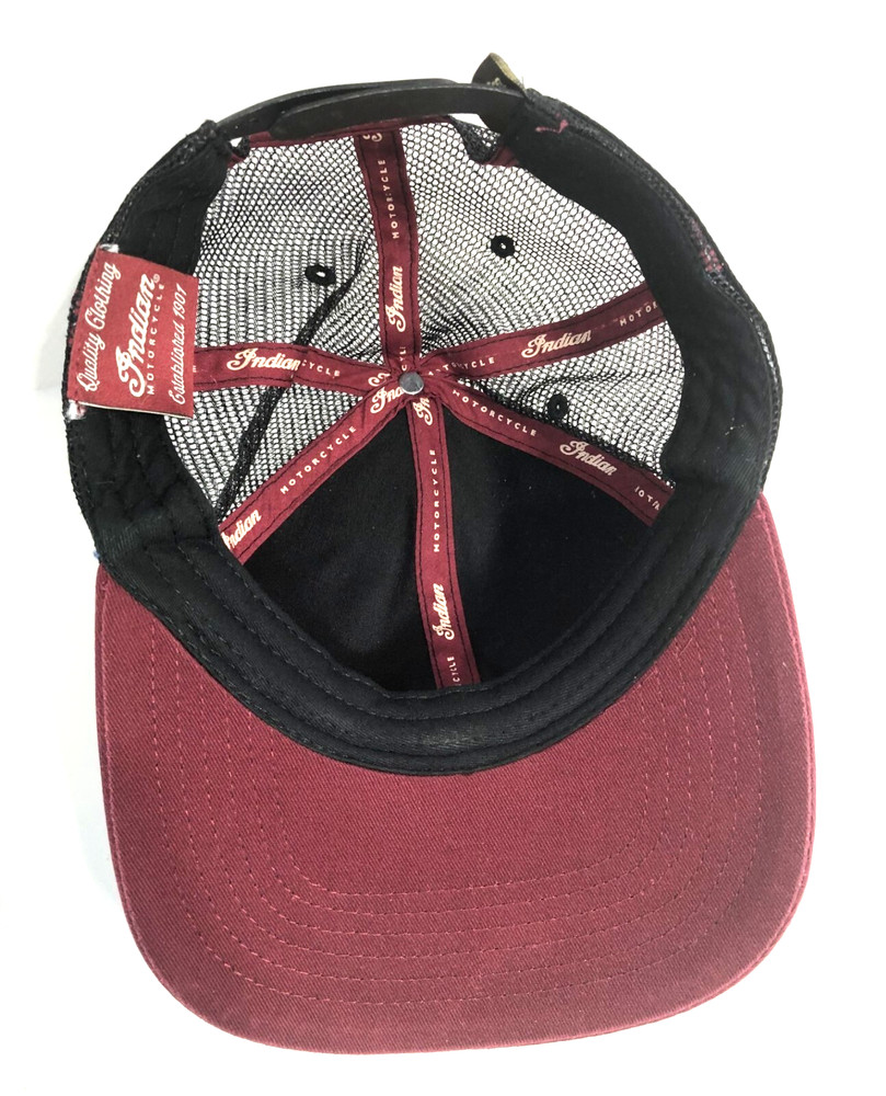Indian Motorcycle 1901 Script Patch Trucker Hat Black & Red Snap Back Free Ship