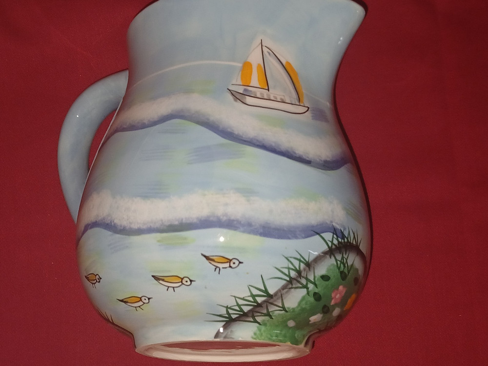 Ceramic Beach Scene Pitcher