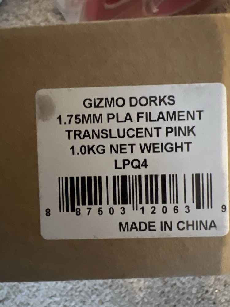 Gizmo Dorks Fluorescent Translucent pink 1.75mm PLA Printer Filament