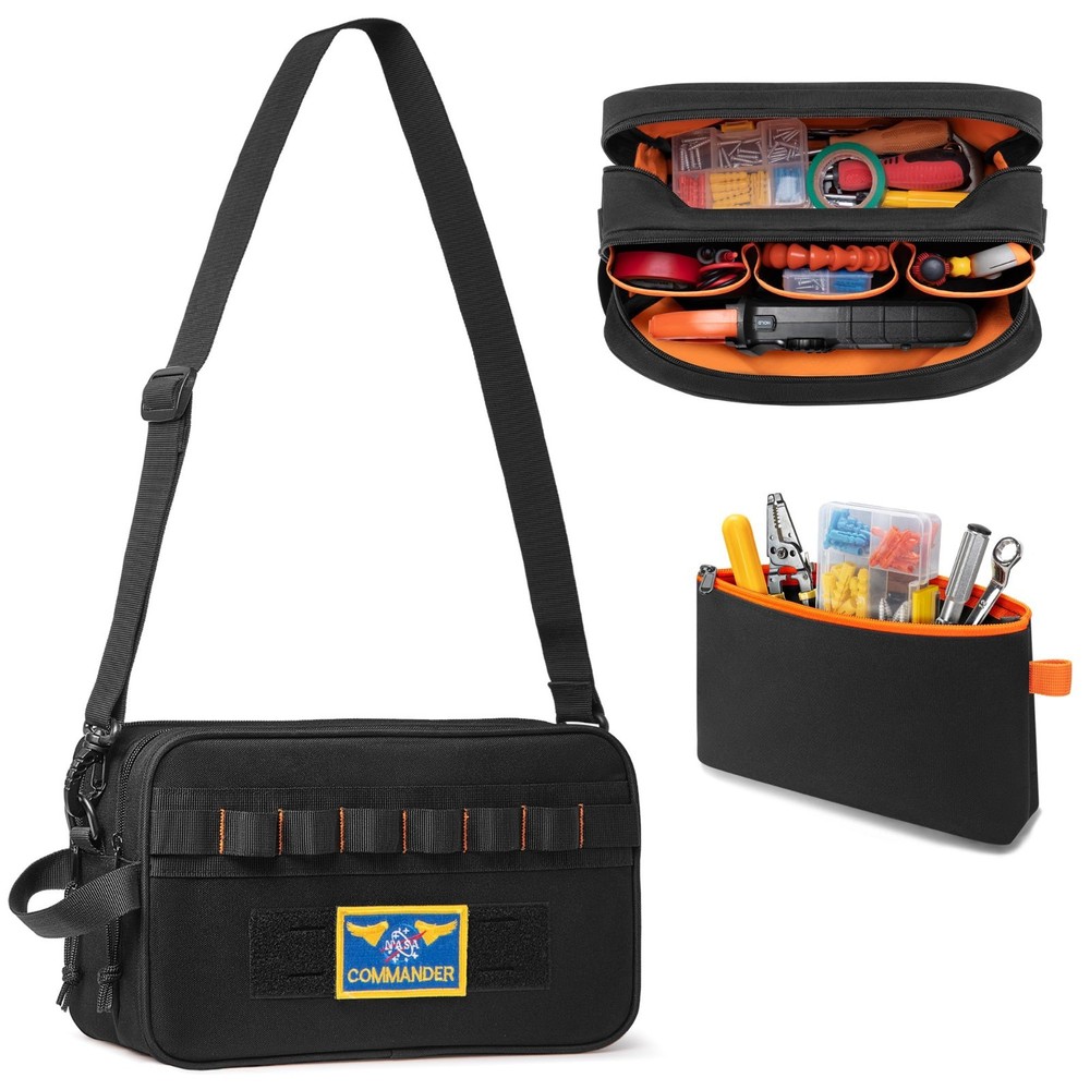 Compact Tool Bag with Pouch, Electric Tester Storage for Multimeter & Voltage To