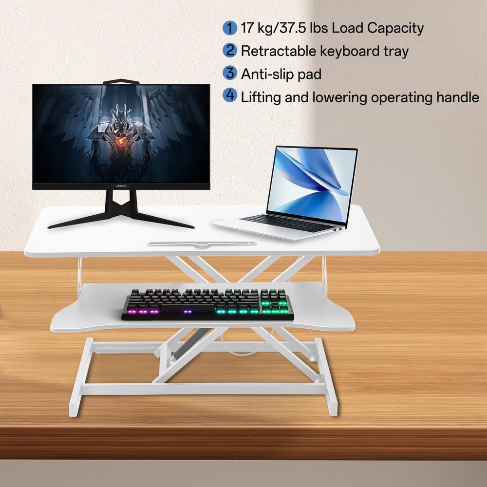 37" Standing Desk Converter - Height Adjustable Office Desk Riser