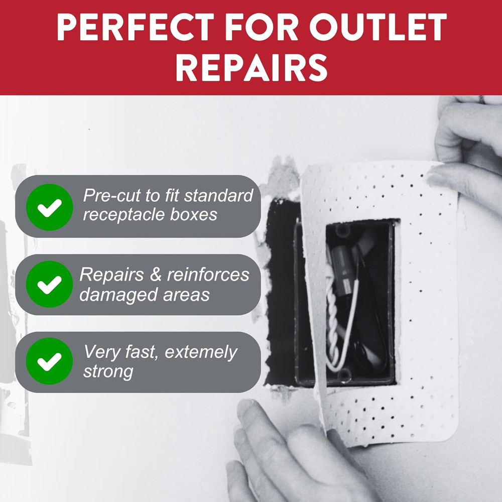 Drywall Patch – Outlet-Patch for Electrical Box Repairs –Pre-Cut Drywall Repair