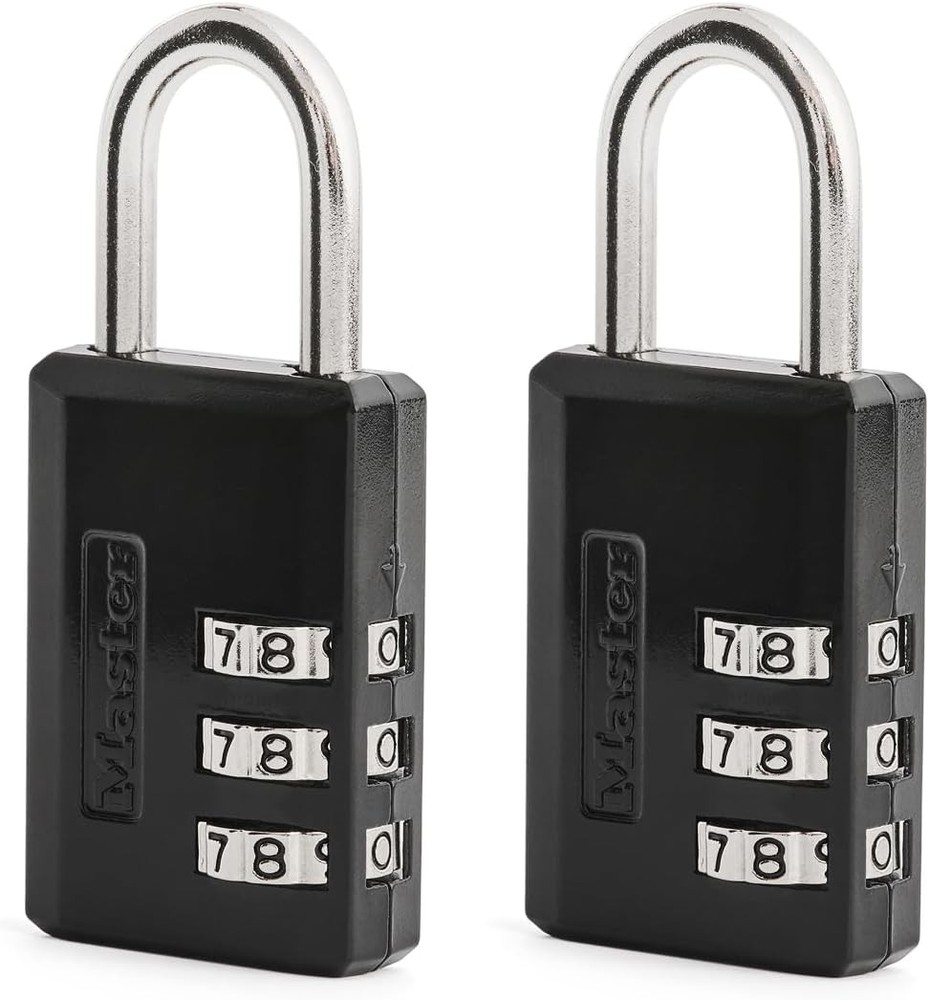 Black Combination Padlock, Indoor Gym Locker Lock with Customizable 3-Digit C...