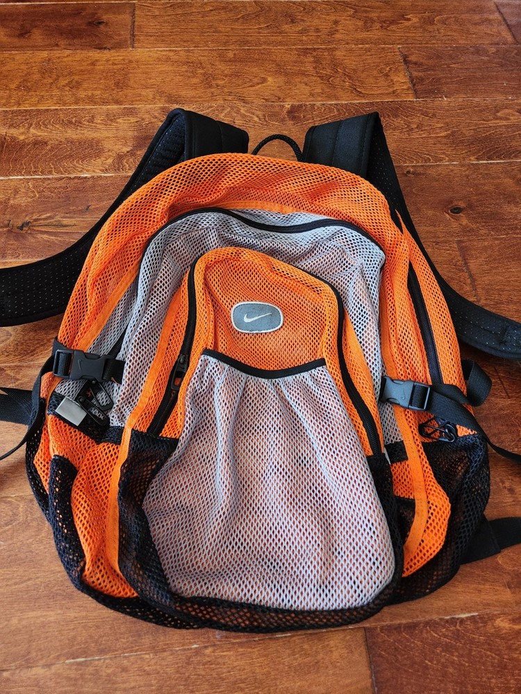 Nike  Orange Mesh Training Backpack. Vintage