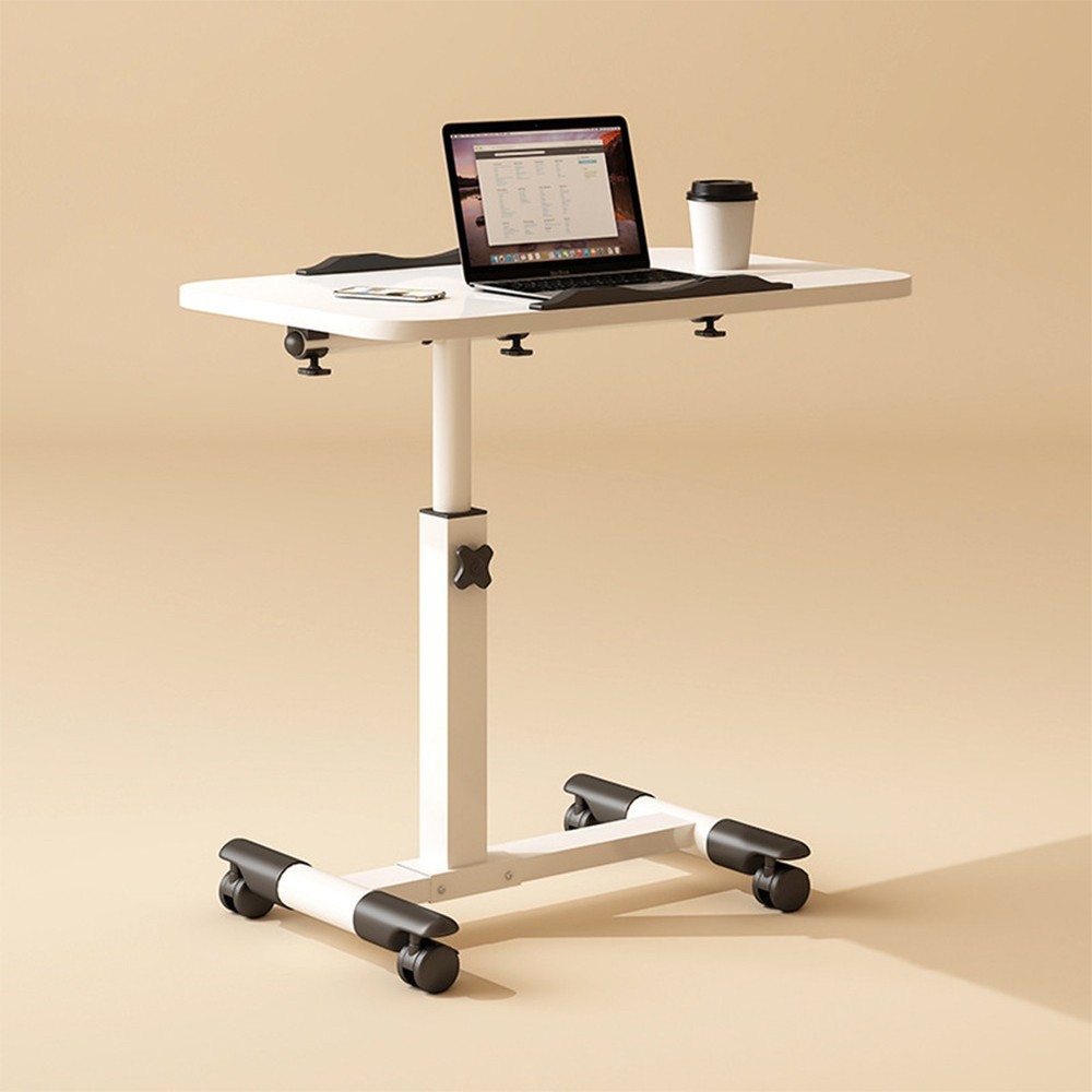 Over The Bed Side Table Wheels Hospital Adjustable Rolling Tilting Desktop
