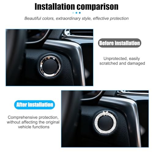 2PCS Bling Butterfly Car Engine Push Start Button Decoration Ring, White