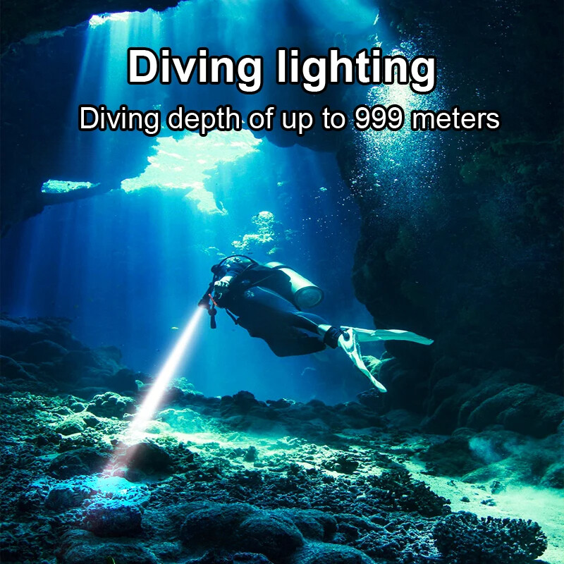 99000 Lumen LED Flashlight Professional Diving Flashlight Scuba Diving Light US