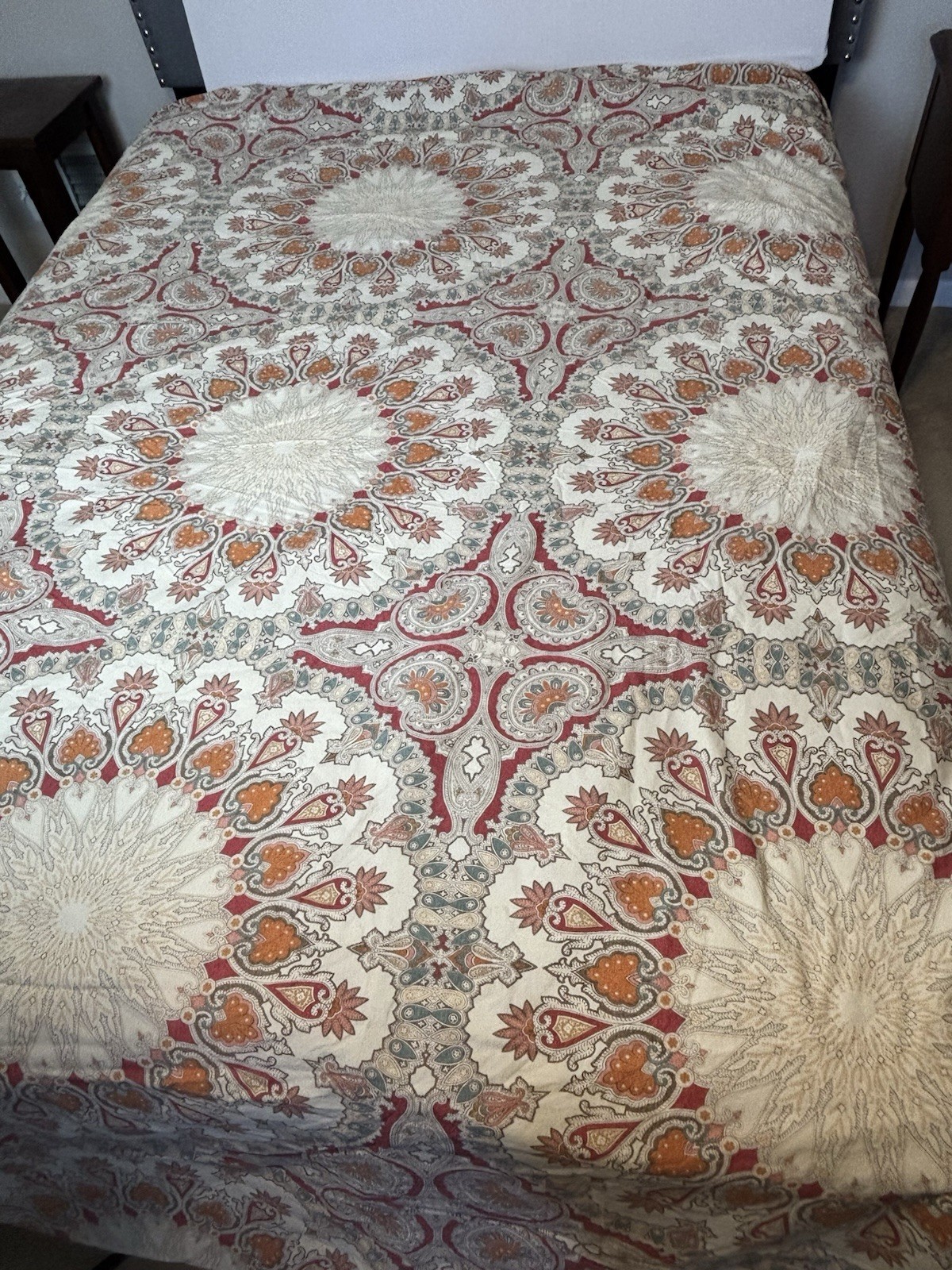 Pottery Barn Valencia Percale Cotton Duvet Cover King Size Medallion Boho