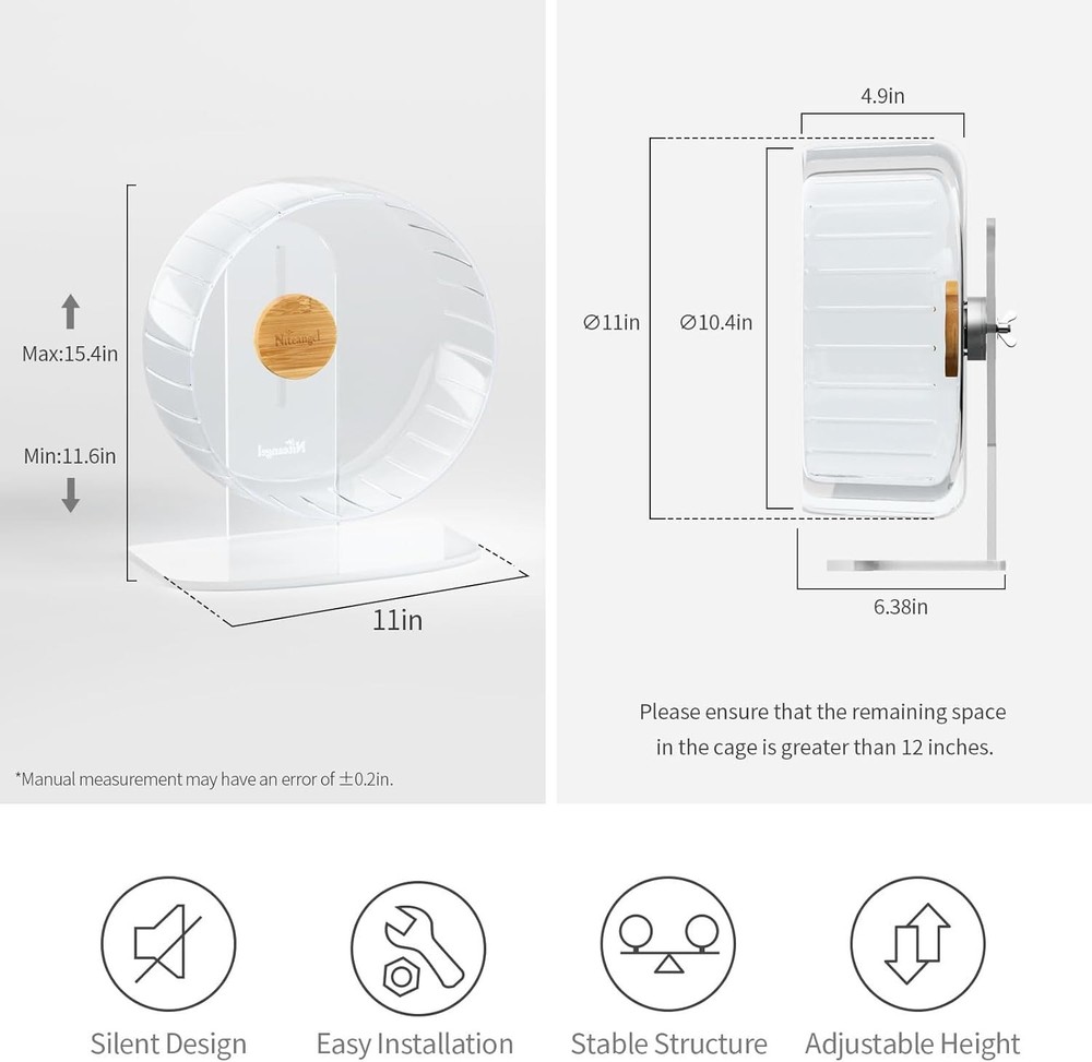 Durable Transparent Hamster Wheel with Adjustable Height for Small Breeds