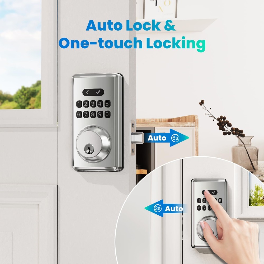 Keyless Entry Door Lock Deadbolt with Keypad, Digital Smart Locks with Code, ...