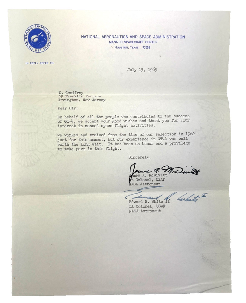 NASA Astronaut Signed Letters Archive, 1963–1966 (Mercury & Gemini Programs)