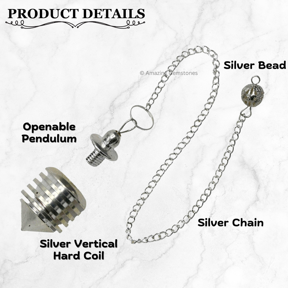 Silver Vertical Hard Coil Steel Copper Pendulum for Divination
