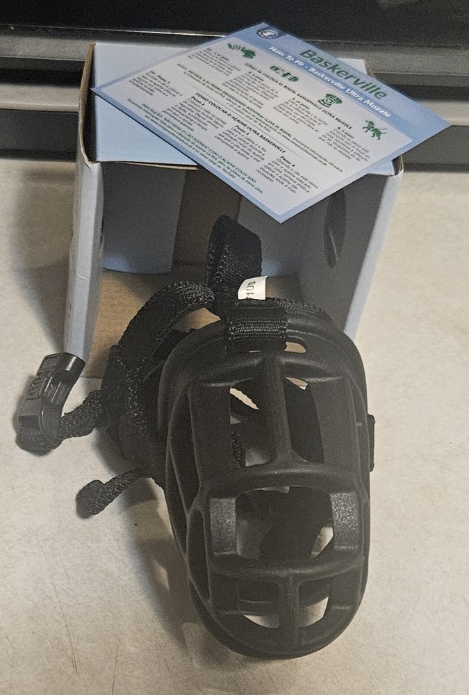 Baskerville Ultra Muzzle for Small Dogs Size 1 Adjustable Straps Black Border