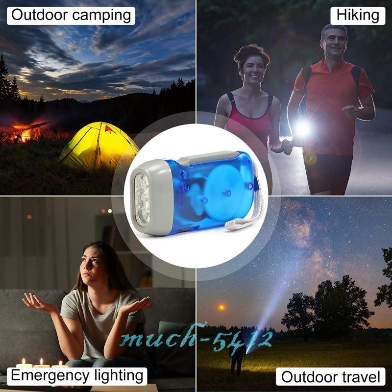 Hand Crank Pressing Dynamo Portable LED Camping Flashlight Manual Torch Light