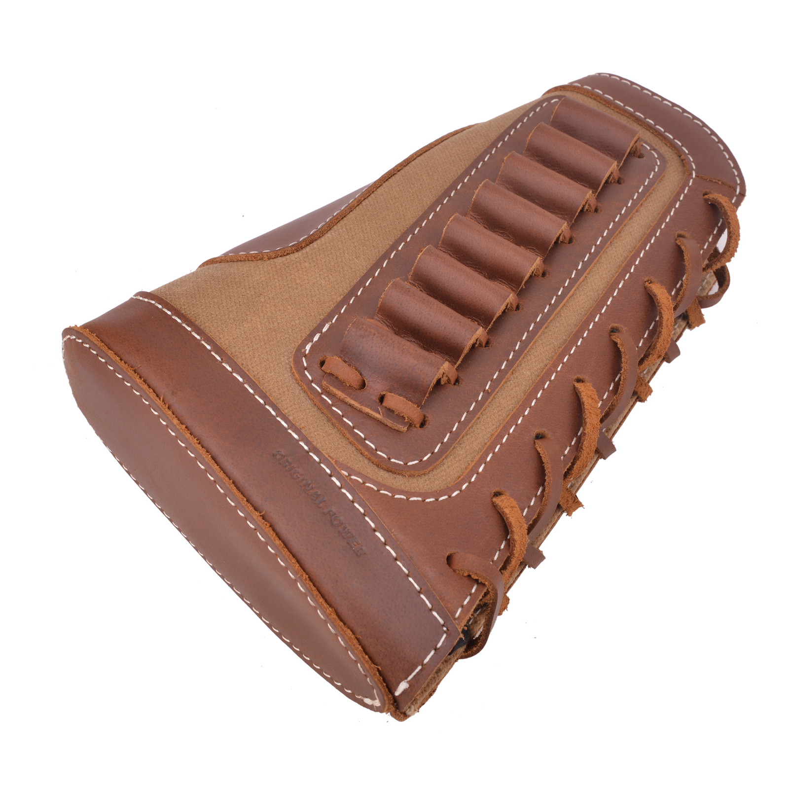 Leather &Canvas Rifle Buttstock Shotgun Stock Cover With Shell Cartridge Holder