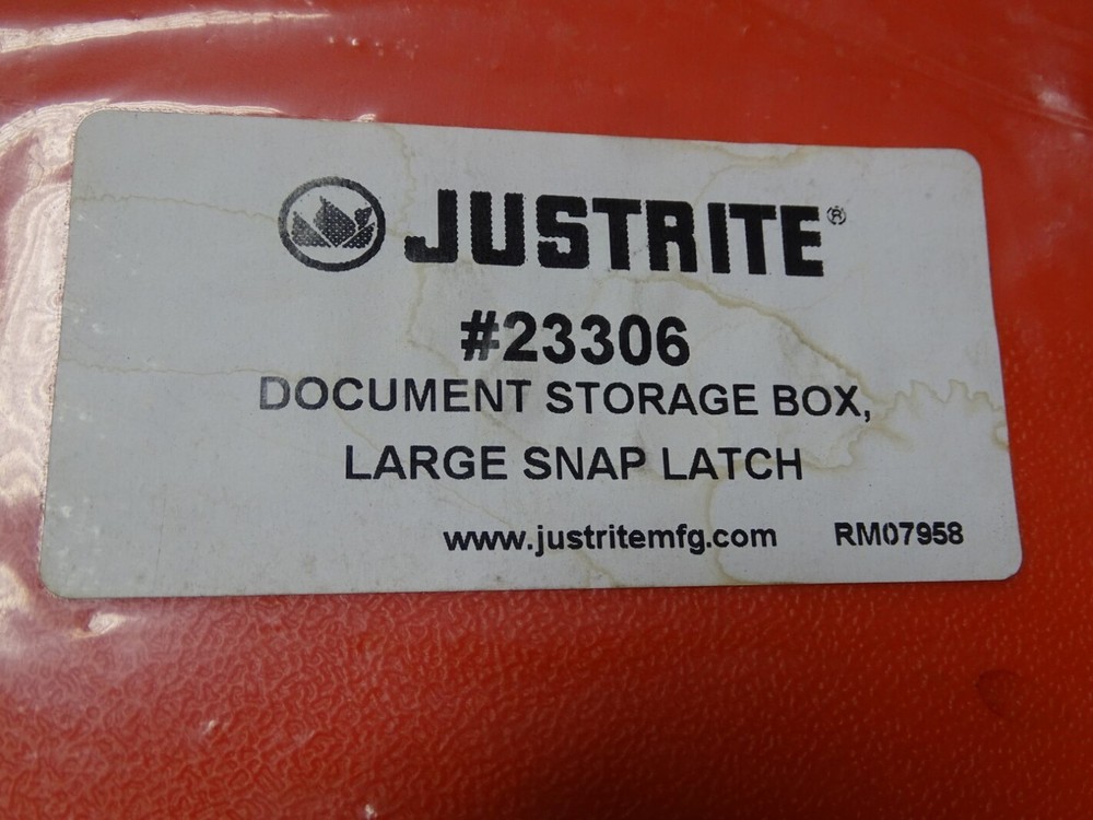 Justrite Document Storage Box w/ Large Snap Latch , 23306