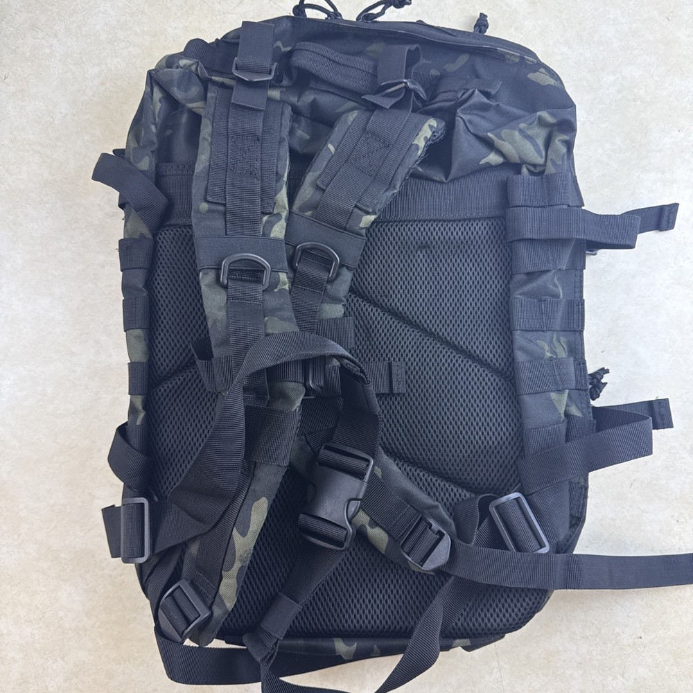 Camouflage Tactical Backpack Black Gray Multiple Compartments Adjustable Straps