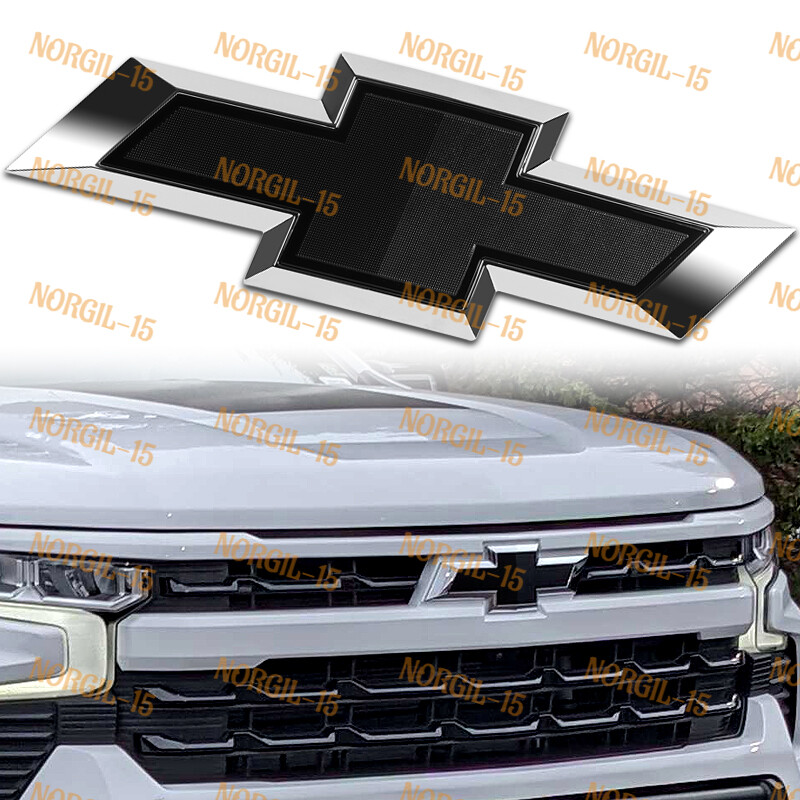 For 2022-2024 Chevrolet Refreshed Silverado 1500 Bowtie Front Grill Black Emblem