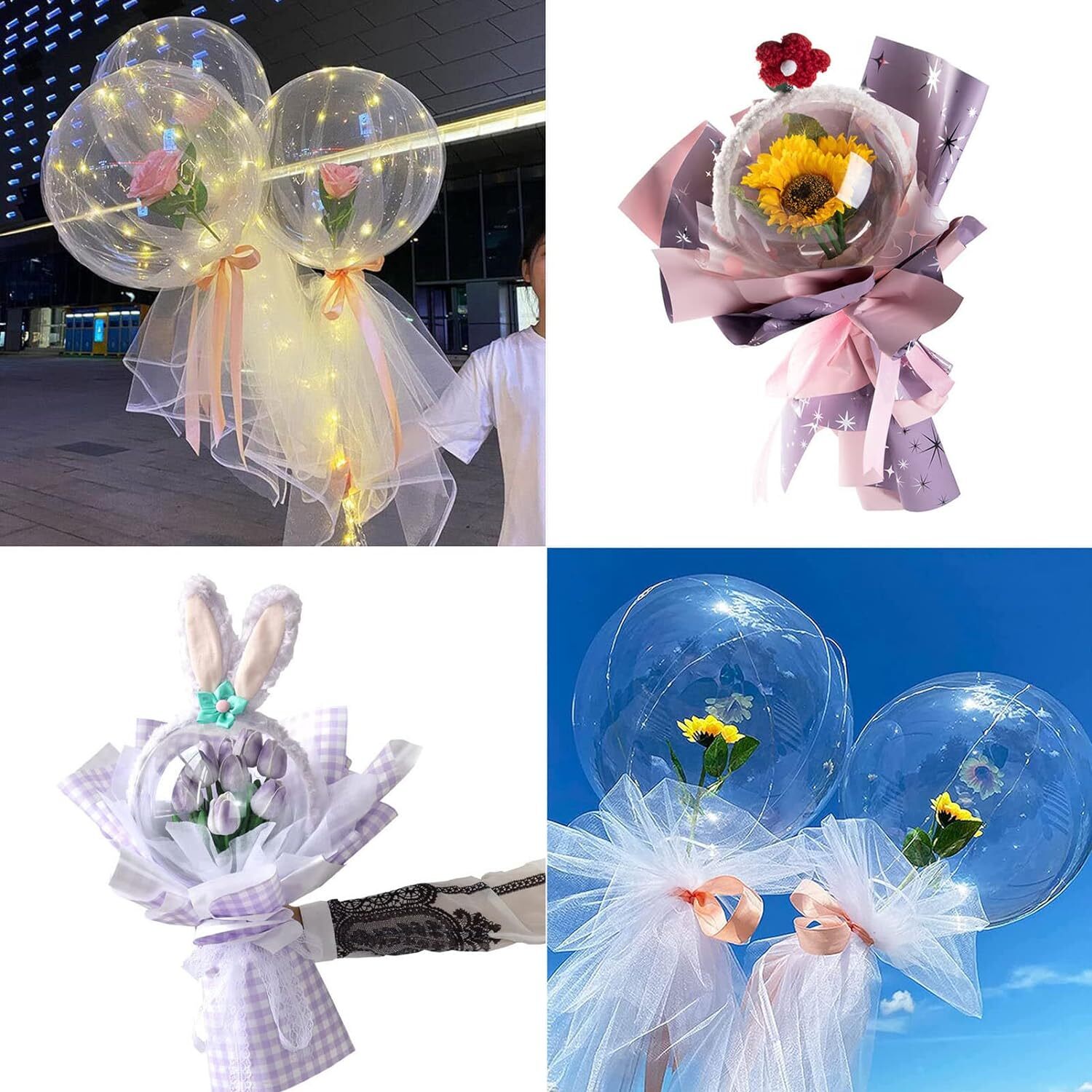 Balloon Stuffer kit Large Transparent Balloon Stuffing Machine with Flower Tube