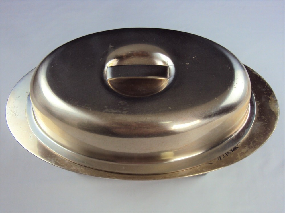 SAMBONET ITALY BY ONEIDA OVAL SILVER PLATED SERVING PLATTER WITH LID