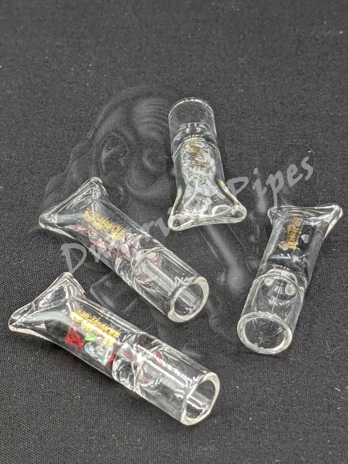 2 Pack: Glass Filter Tips with Diamond Style Pieces for Smoking - Pinched Lip
