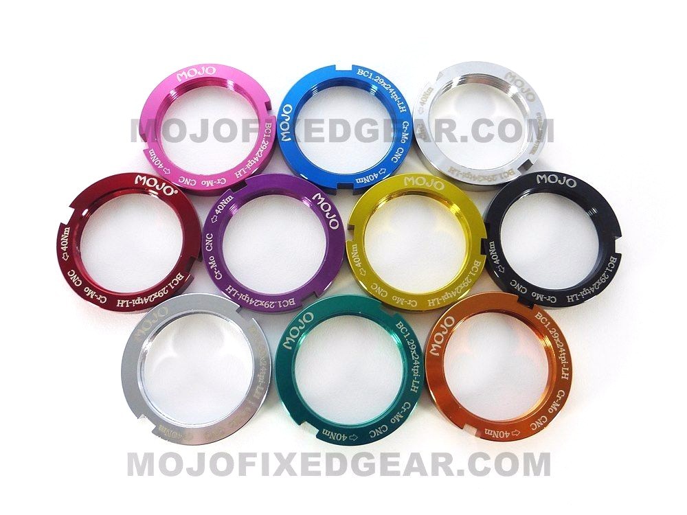 MOJO Fixed Gear Lockring - CNC ANODIZED Cro-Mo TRACK LOCK RING BLOCK - CHROME
