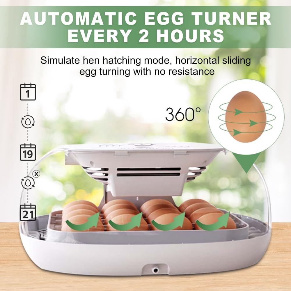 16 Egg Incubator - Automatic Egg Turner Temperature Control Built-in Candler