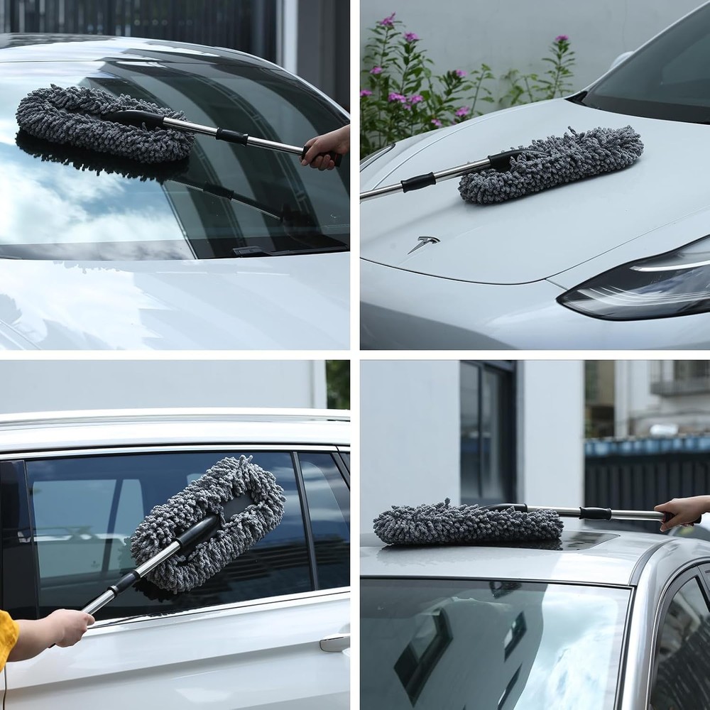 Large Microfiber Car Duster Kit - Extendable Handle for Interior & Exterior Use