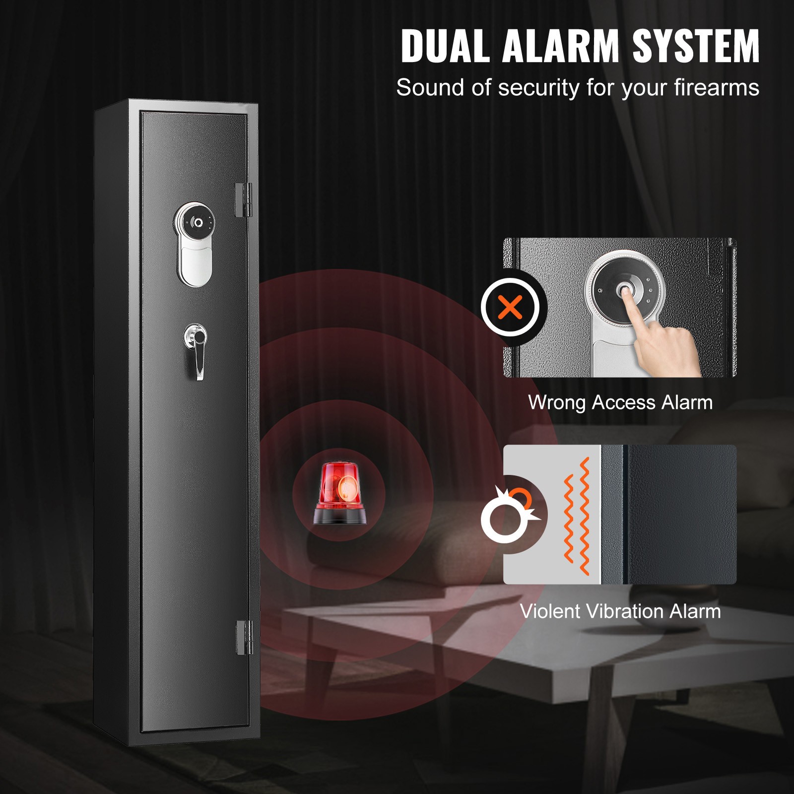 Gun Safe Rifle Safe with Fingerprint Lock for 5 Rifles and 4 Pistols