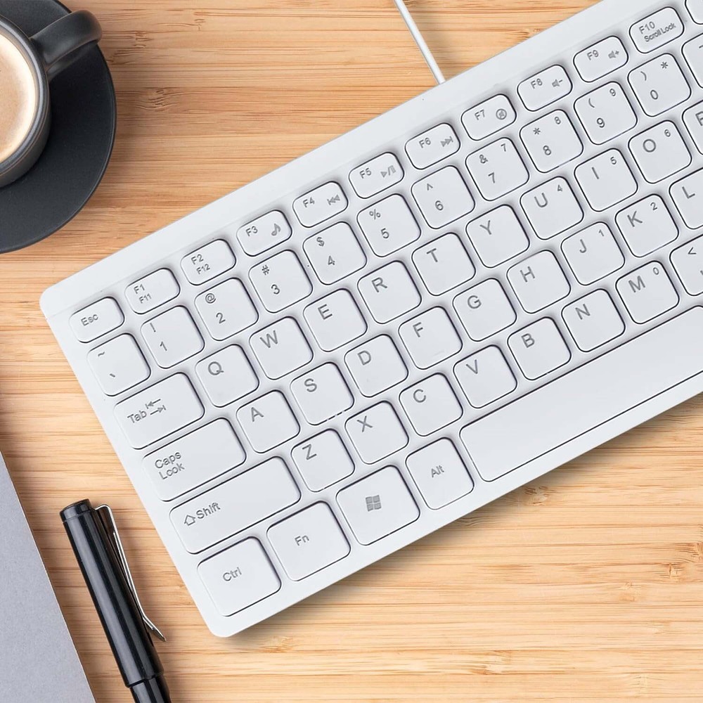 Wired Keyboard and Mouse Combo Slim & Quiet 11.25 inch, USB Connection, Compact