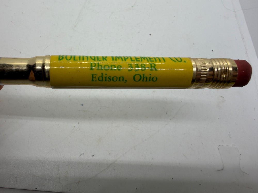 John Deere Bullet Pencil Bolinger Implement Edison Ohio, 1950's?